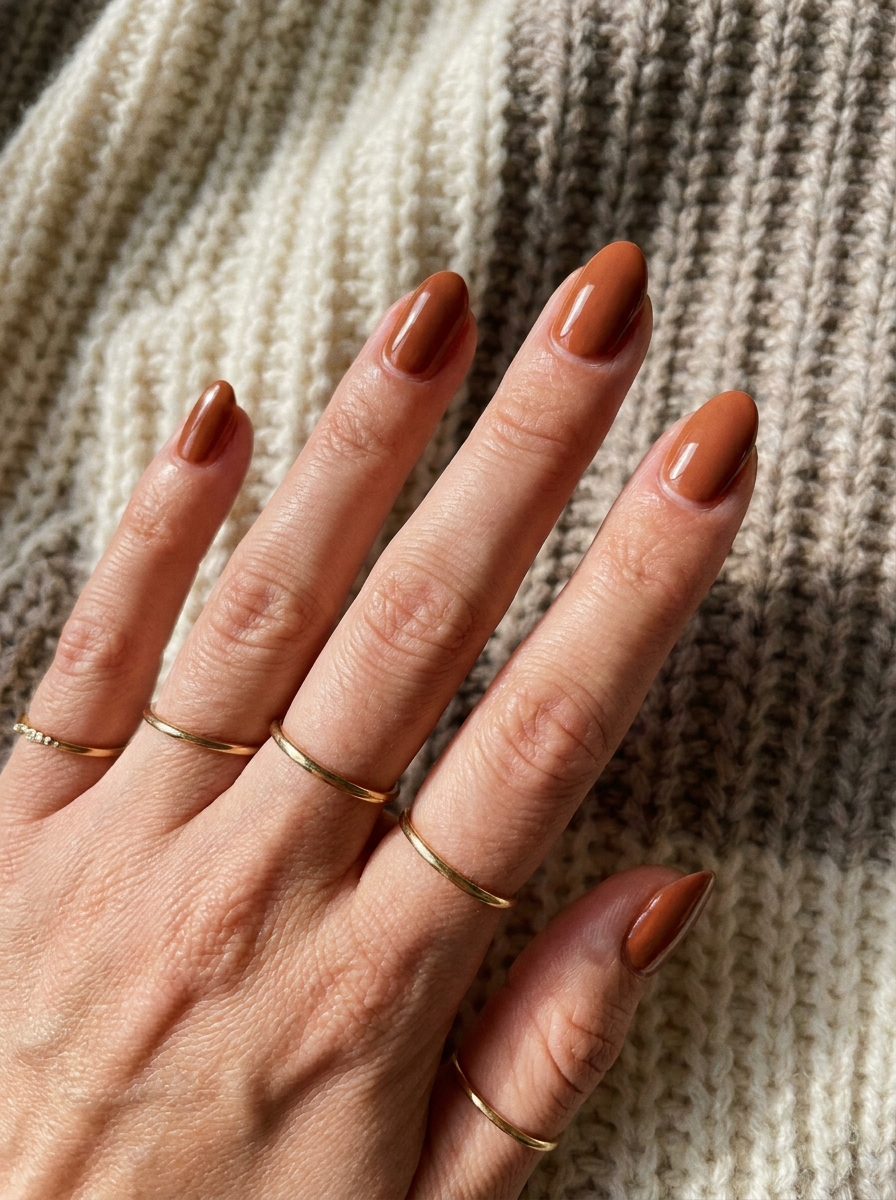 Cinnamon Gloss Nails als Cute Fall Nails Inspiration 2026